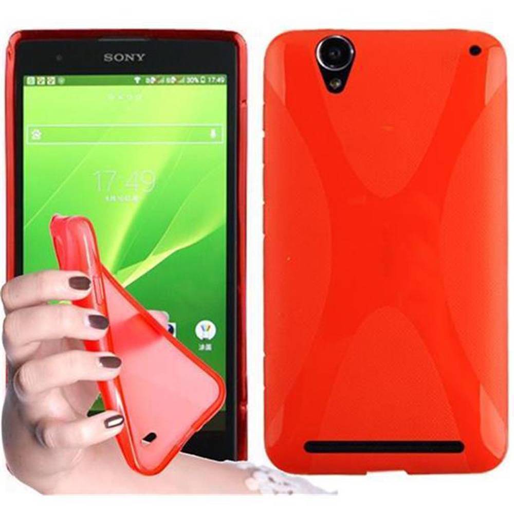 Cadorabo Handyhülle für Sony Xperia T2 ULTRA in Rot Hülle Schutzhülle TPU Silikon Backcover Case