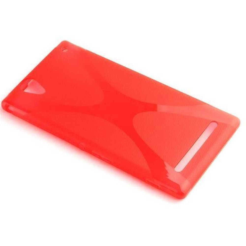 Cadorabo Handyhülle für Sony Xperia T2 ULTRA in Rot Hülle Schutzhülle TPU Silikon Backcover Case