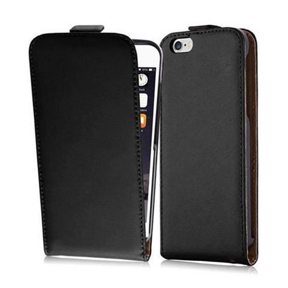 Cadorabo Hülle für Apple iPhone 6 PLUS / 6S PLUS Schutzhülle in Schwarz Flip Handyhülle Case Cover Etui Kunstleder