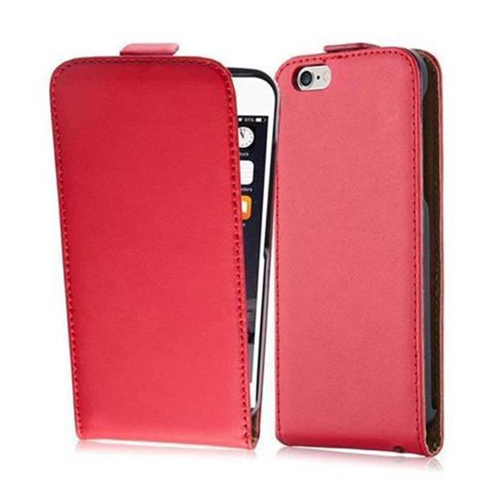Cadorabo Hülle für Apple iPhone 6 / 6S Schutzhülle in Rot Flip Handyhülle Case Cover Etui Kunstleder