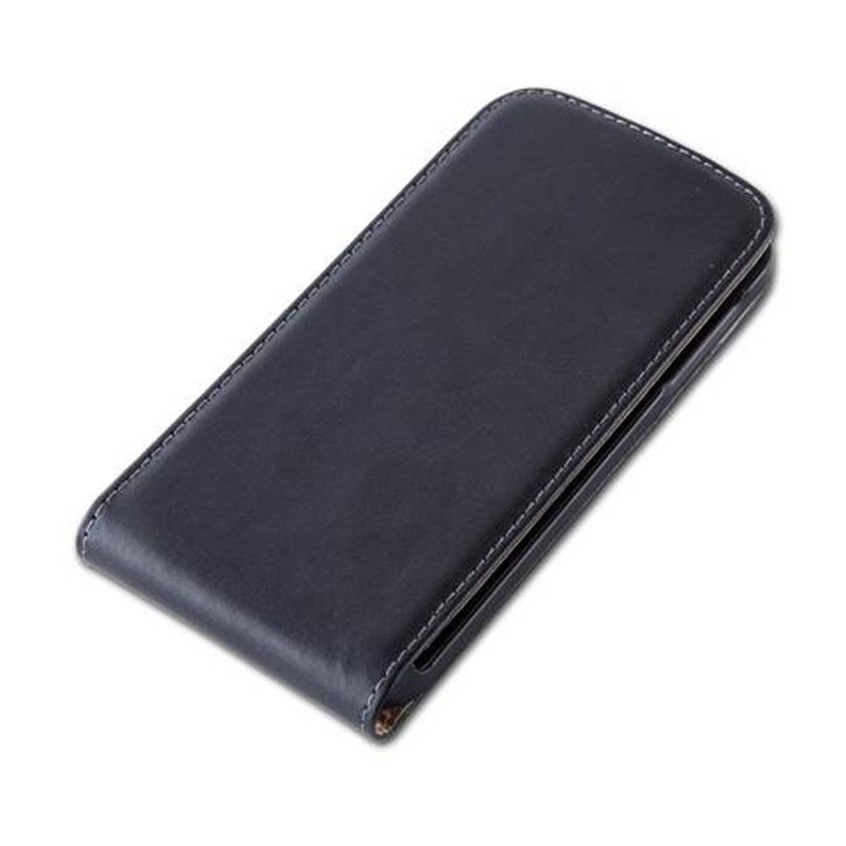Klappbare Handy Schutzhülle - Hülle - mit Magnetverschluss, kaviar schwarz, Flip Cover für HTC DESIRE 510