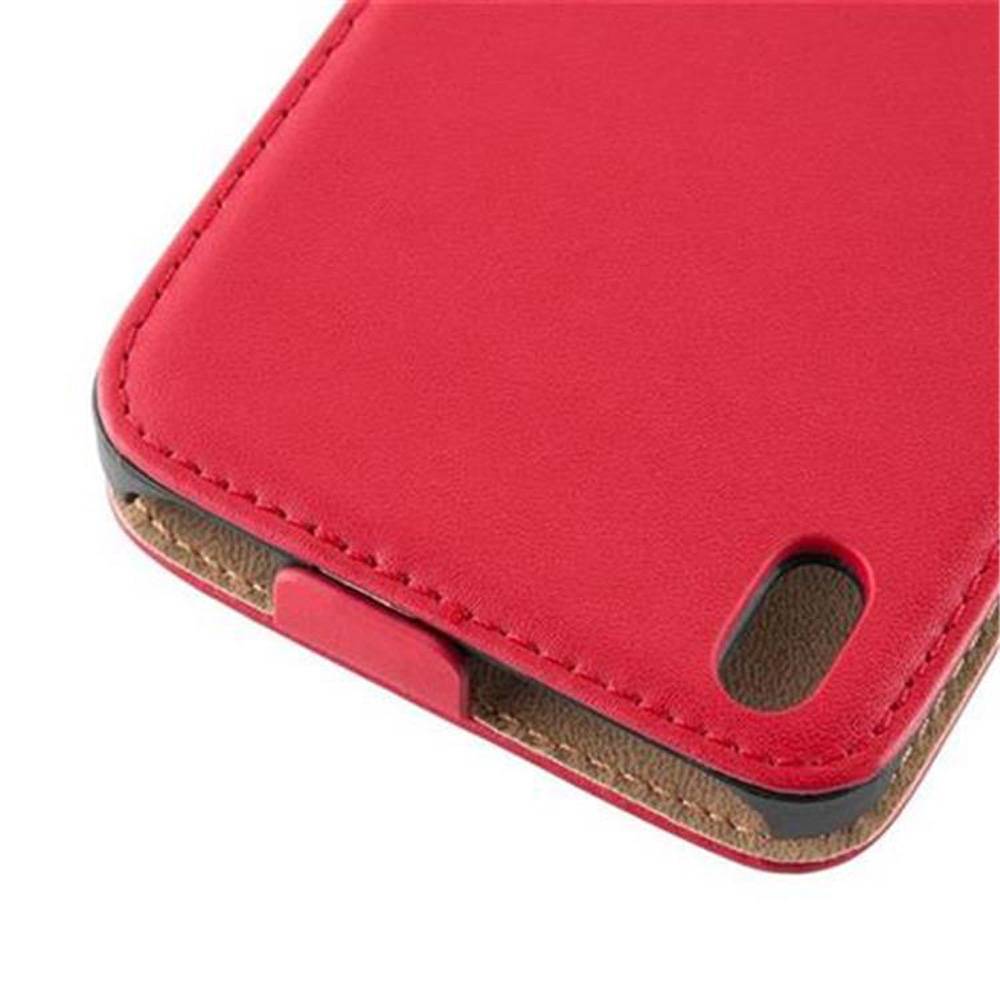 Cadorabo Hülle für HTC Desire 816 Schutzhülle in Rot Flip Handyhülle Case Cover Etui Kunstleder