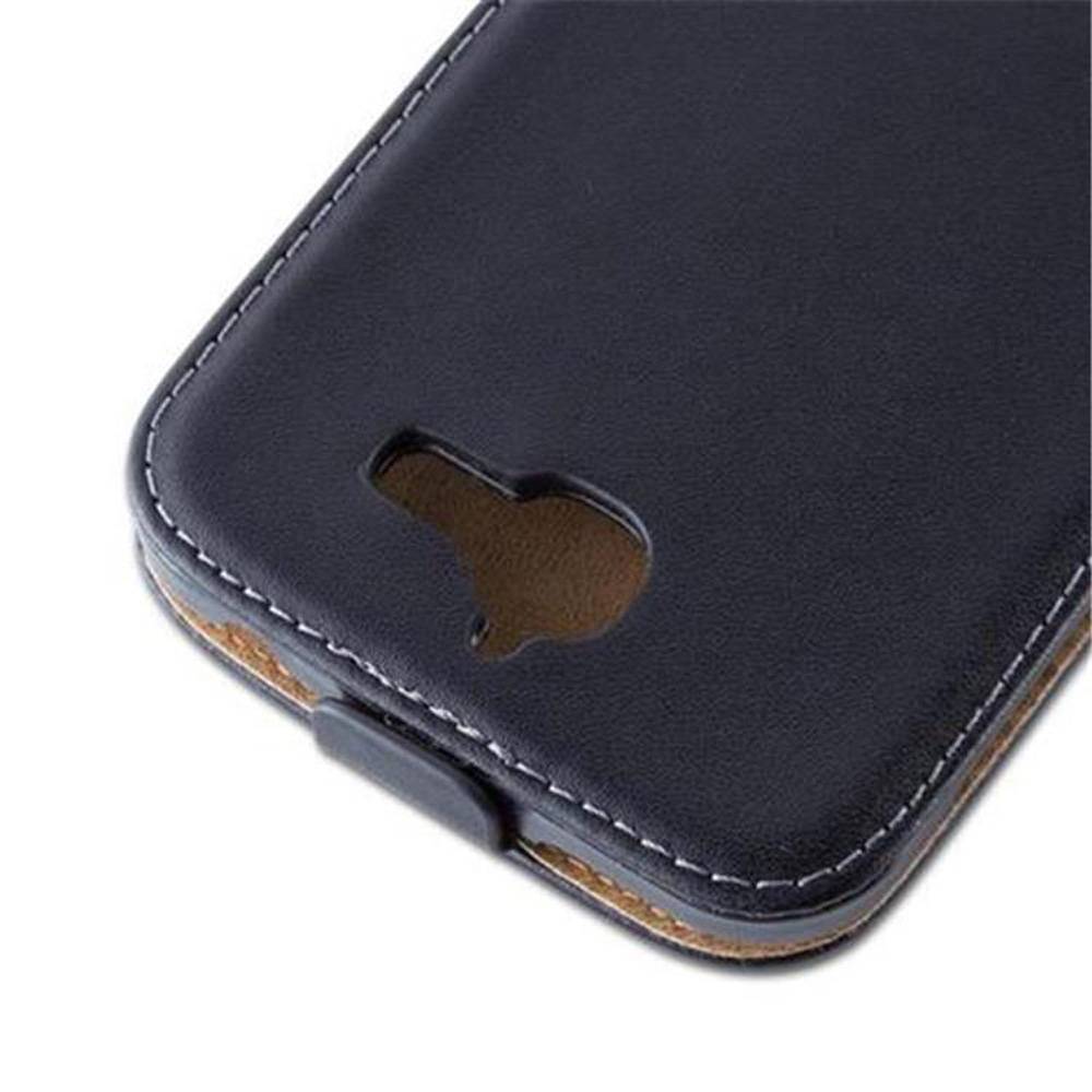 Cadorabo Hülle für Huawei ASCEND G730 Schutzhülle in Schwarz Flip Handyhülle Case Cover Etui Kunstleder