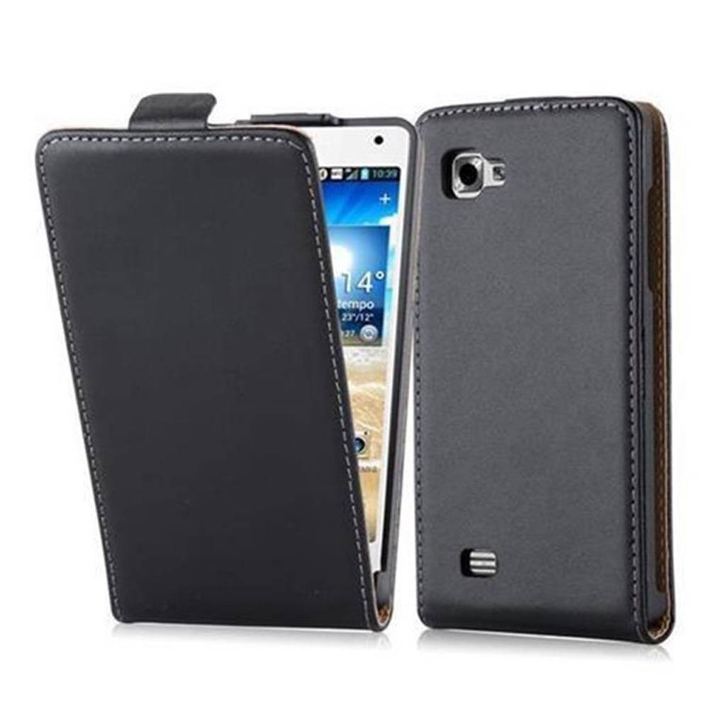 Cadorabo Hülle für LG OPTIMUS 4X HD Schutzhülle in Schwarz Flip Handyhülle Case Cover Etui Kunstleder