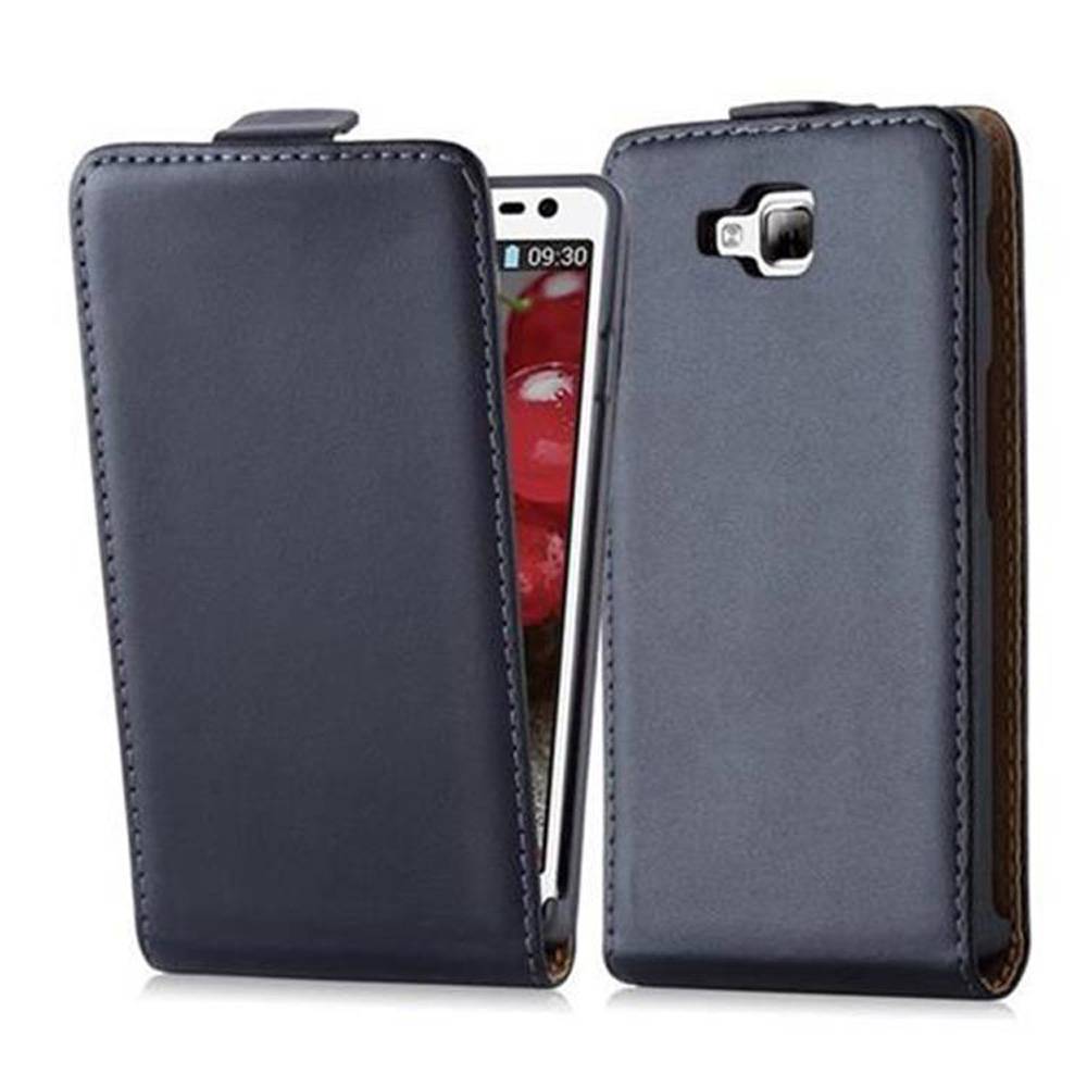 Cadorabo Hülle für LG OPTIMUS L9 II (2.Gen) Schutzhülle in Schwarz Flip Handyhülle Case Cover Etui Kunstleder