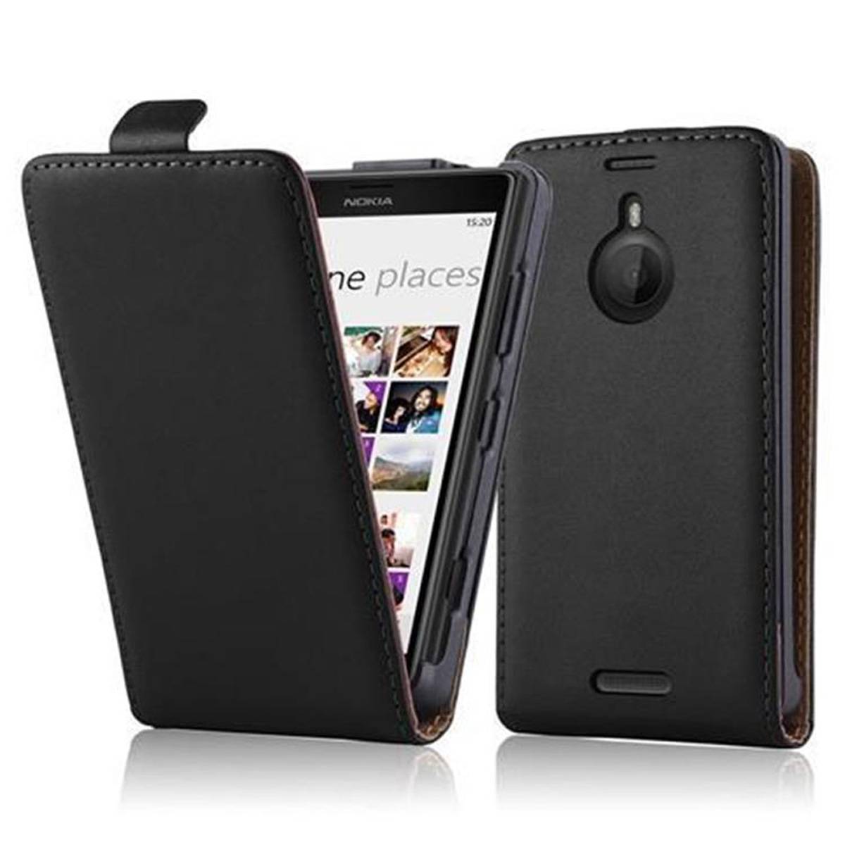 Cadorabo Hülle für Nokia Lumia 1520 Schutzhülle in Schwarz Flip Handyhülle Case Cover Etui Kunstleder