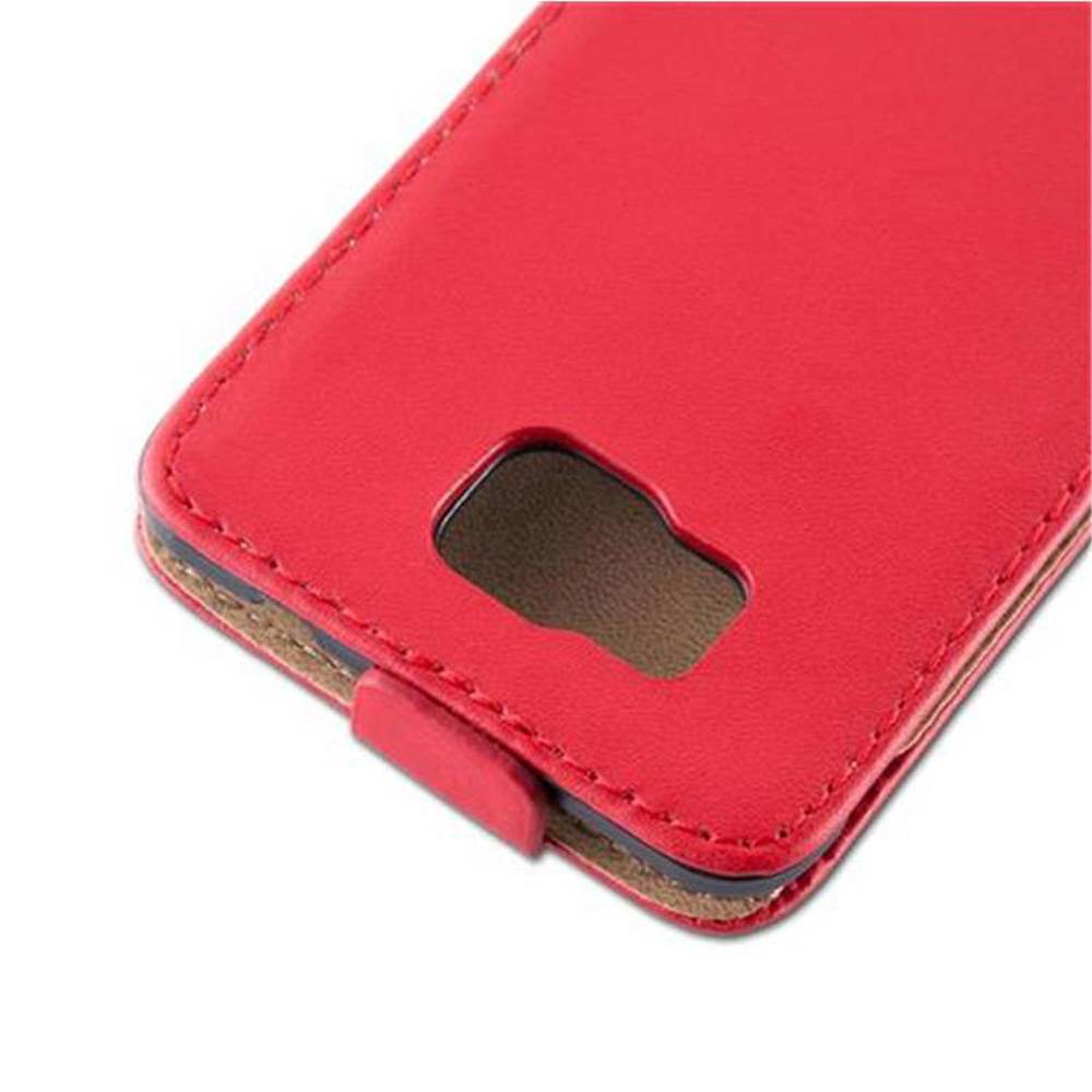 Cadorabo Hülle für Samsung Galaxy ALPHA Schutzhülle in Rot Flip Handyhülle Case Cover Etui Kunstleder