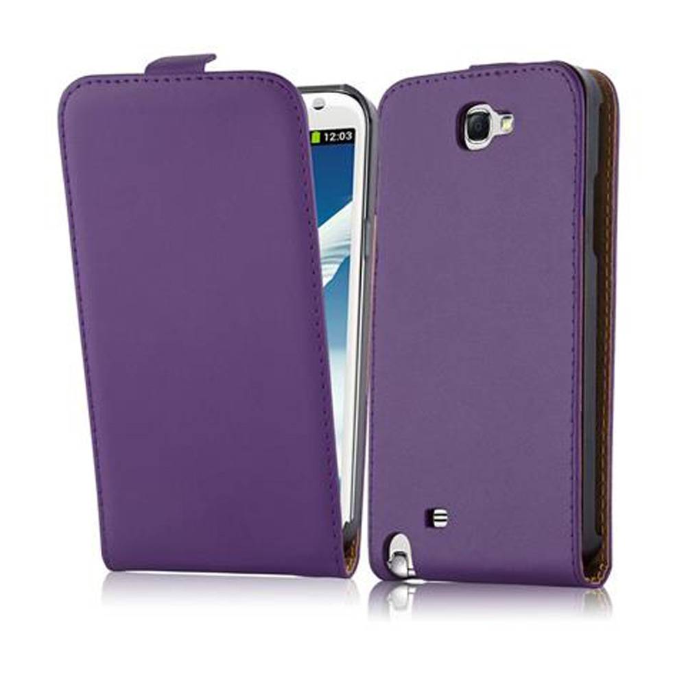 Cadorabo Hülle für Samsung Galaxy NOTE 2 Schutzhülle in Lila Flip Handyhülle Case Cover Etui Kunstleder