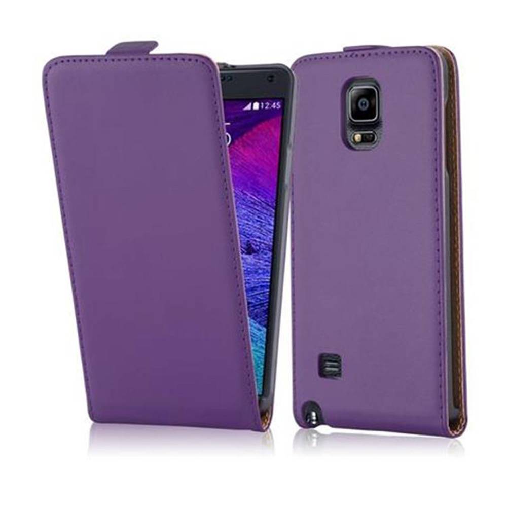 Cadorabo Hülle für Samsung Galaxy NOTE 4 Schutzhülle in Lila Flip Handyhülle Case Cover Etui Kunstleder