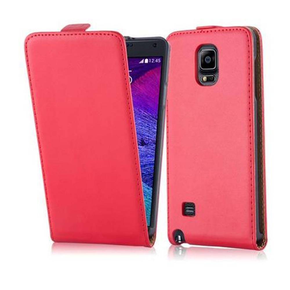 Cadorabo Hülle für Samsung Galaxy NOTE 4 Schutzhülle in Rot Flip Handyhülle Case Cover Etui Kunstleder