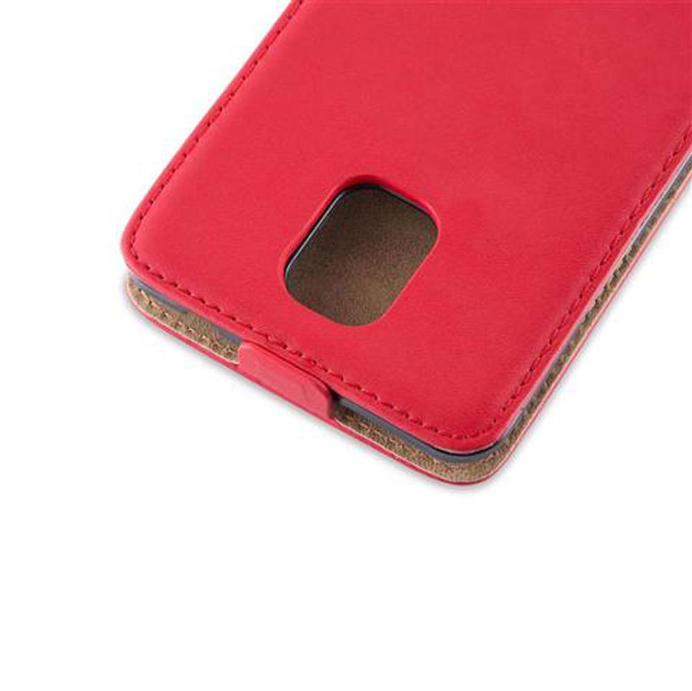 Cadorabo Hülle für Samsung Galaxy NOTE 4 Schutzhülle in Rot Flip Handyhülle Case Cover Etui Kunstleder