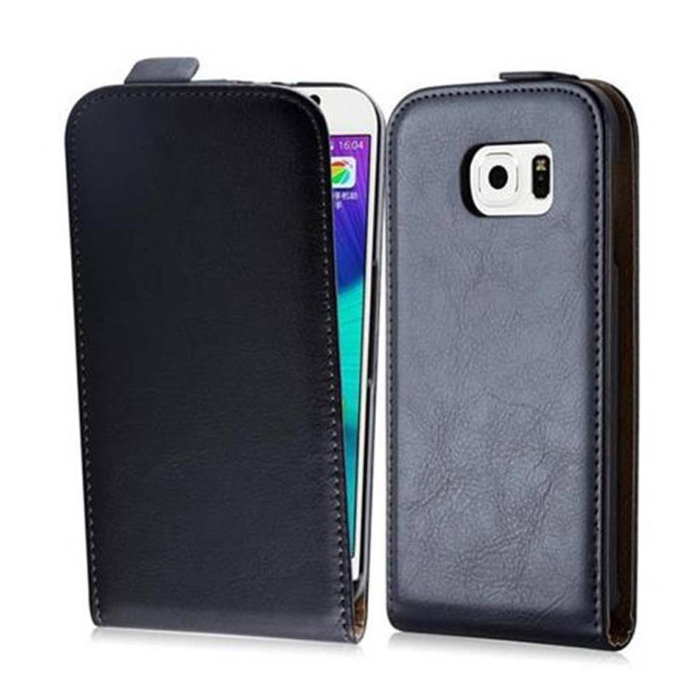 Cadorabo Hülle für Samsung Galaxy S6 Schutzhülle in Schwarz Flip Handyhülle Case Cover Etui Kunstleder