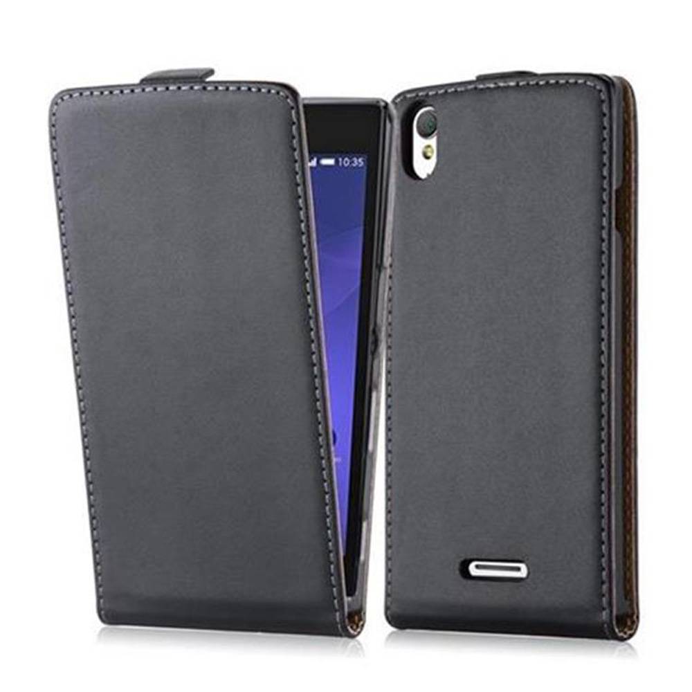 Cadorabo Hülle für Sony Xperia T3 Schutzhülle in Schwarz Flip Handyhülle Case Cover Etui Kunstleder