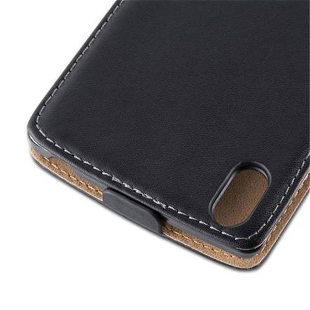 Cadorabo Hülle für Sony Xperia T3 Schutzhülle in Schwarz Flip Handyhülle Case Cover Etui Kunstleder