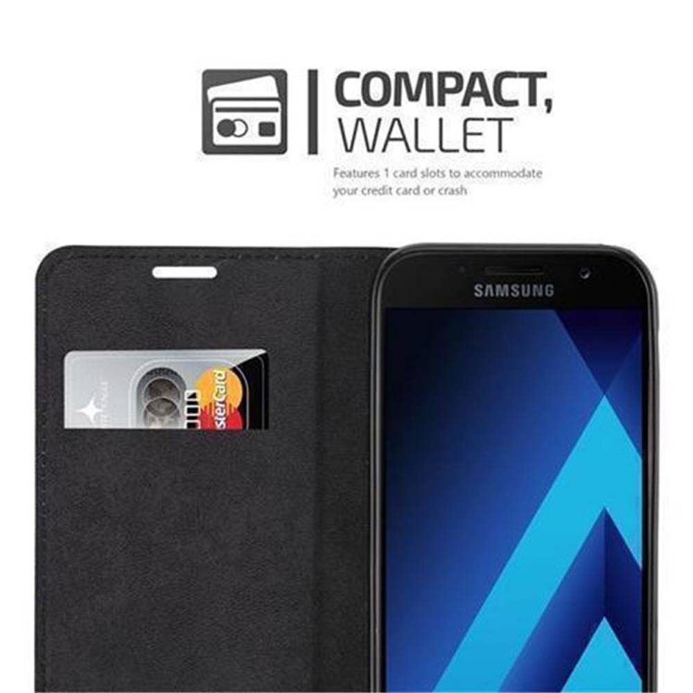Cadorabo Hülle für Samsung Galaxy A5 2017 Schutz Hülle in Schwarz Handyhülle Etui Case Cover Magnetverschluss