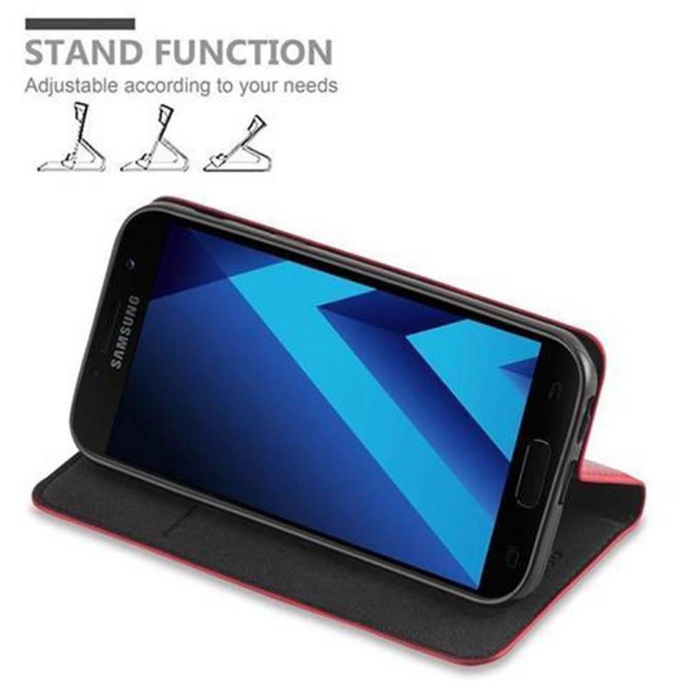 Cadorabo Hülle für Samsung Galaxy A5 2017 Schutz Hülle in Rot Handyhülle Etui Case Cover Magnetverschluss