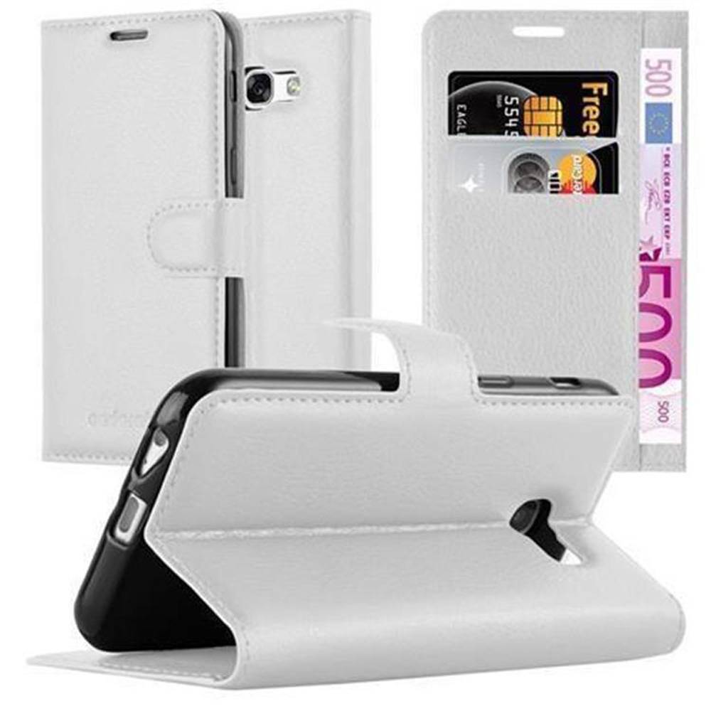 Cadorabo Hülle für Samsung Galaxy A3 2017 Schutz Hülle in Weiß Handyhülle Etui Case Cover Magnetverschluss