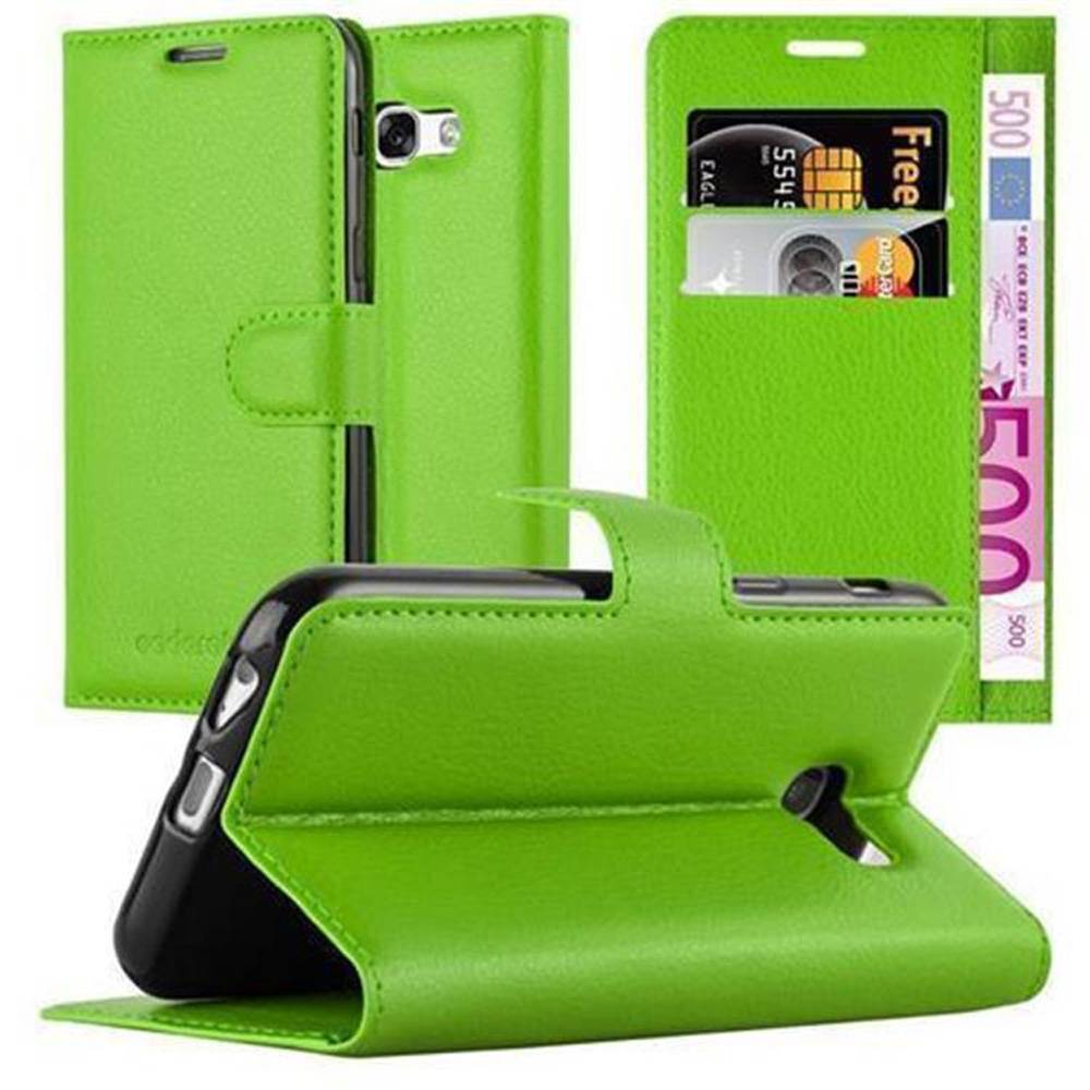 Cadorabo Hülle für Samsung Galaxy A3 2017 Schutz Hülle in Grün Handyhülle Etui Case Cover Magnetverschluss