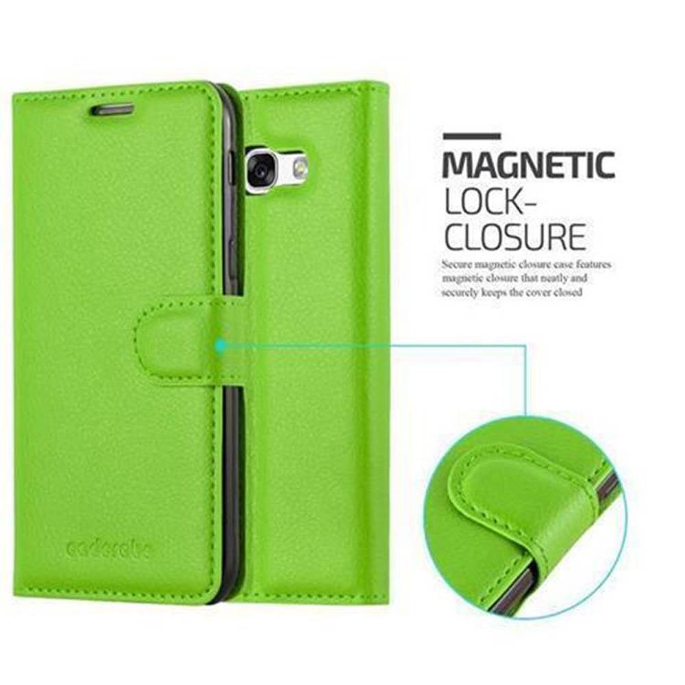 Cadorabo Hülle für Samsung Galaxy A3 2017 Schutz Hülle in Grün Handyhülle Etui Case Cover Magnetverschluss