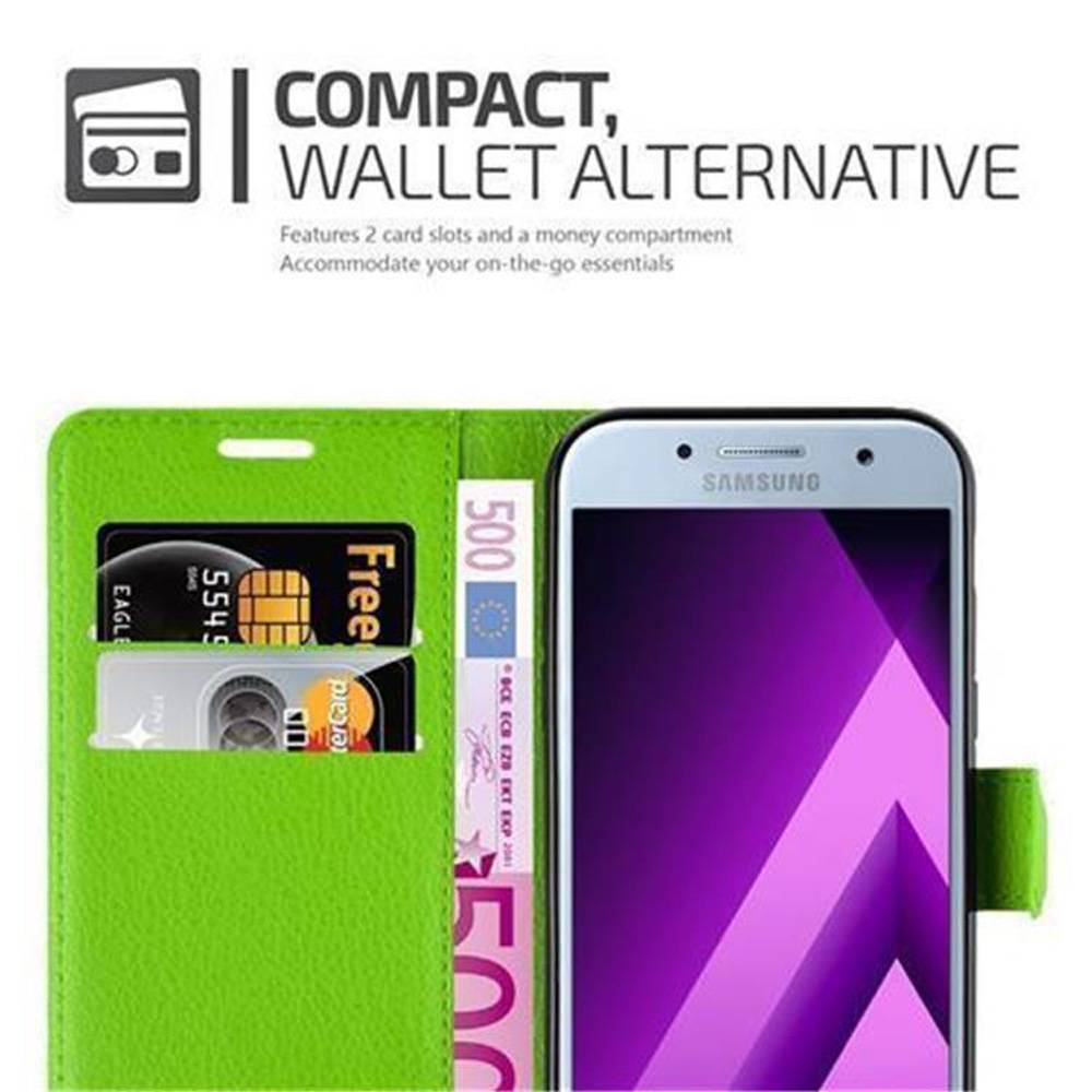 Cadorabo Hülle für Samsung Galaxy A3 2017 Schutz Hülle in Grün Handyhülle Etui Case Cover Magnetverschluss