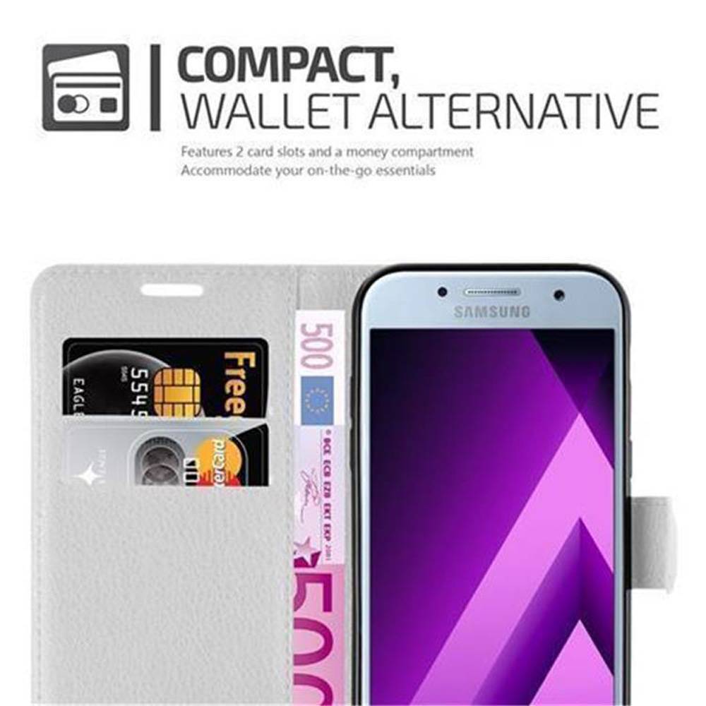 Cadorabo Hülle für Samsung Galaxy A5 2017 Schutz Hülle in Weiß Handyhülle Etui Case Cover Magnetverschluss