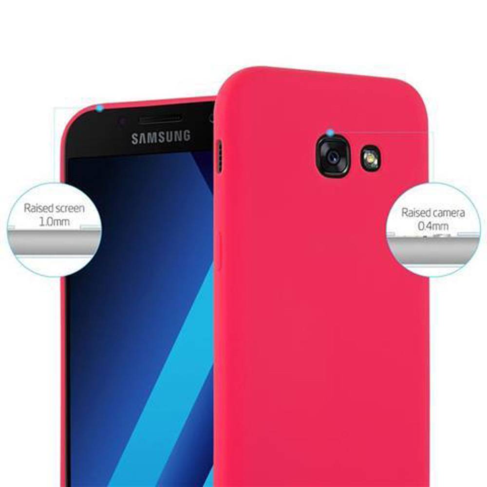 Cadorabo Hülle für Samsung Galaxy A5 2017 Schutzhülle in Rot Handyhülle TPU Silikon Etui Case Cover