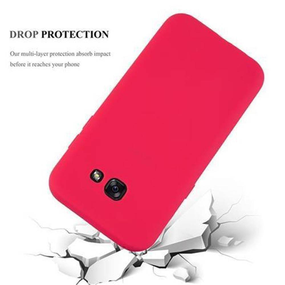 Cadorabo Hülle für Samsung Galaxy A5 2017 Schutzhülle in Rot Handyhülle TPU Silikon Etui Case Cover