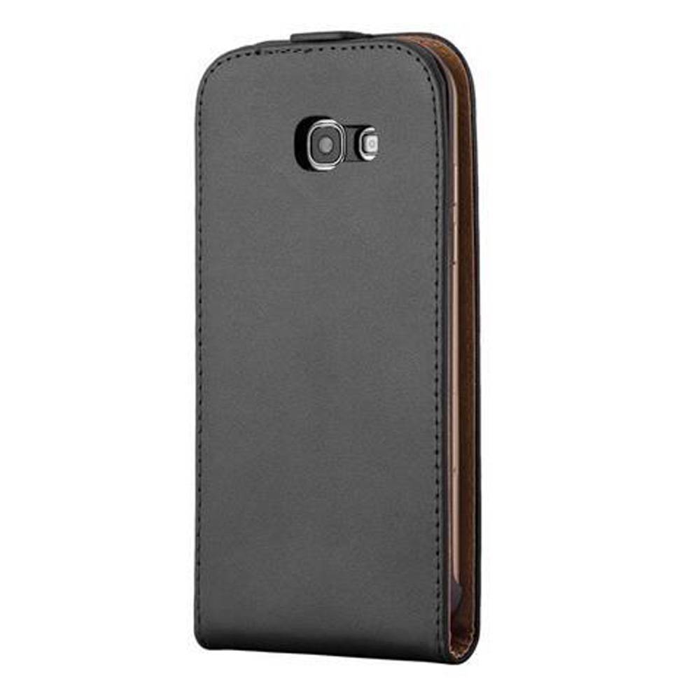 Cadorabo Hülle für Samsung Galaxy A3 2017 Schutzhülle in Schwarz Flip Handyhülle Case Cover Etui Kunstleder