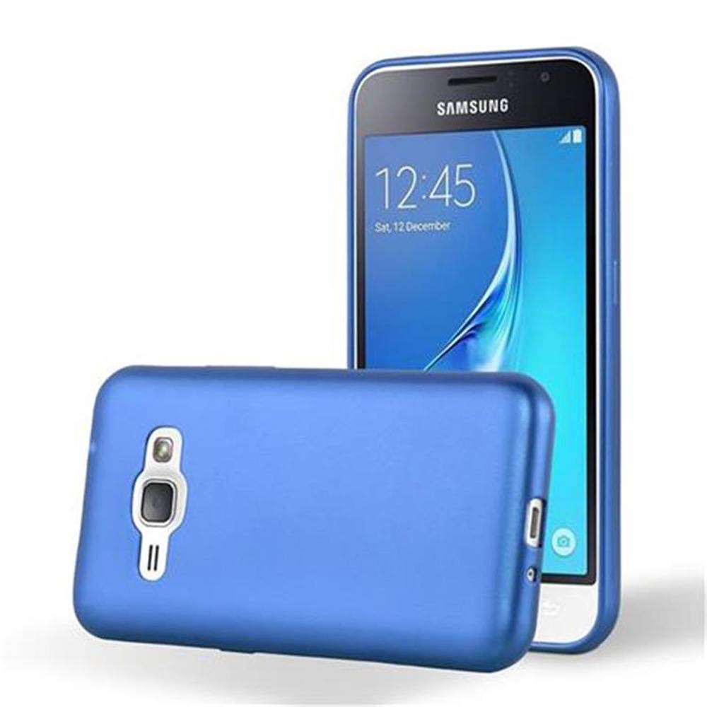 Cadorabo Schutzhülle für Samsung Galaxy J1 2015 Hülle in Blau Handyhülle TPU Silikon Etui Cover Case
