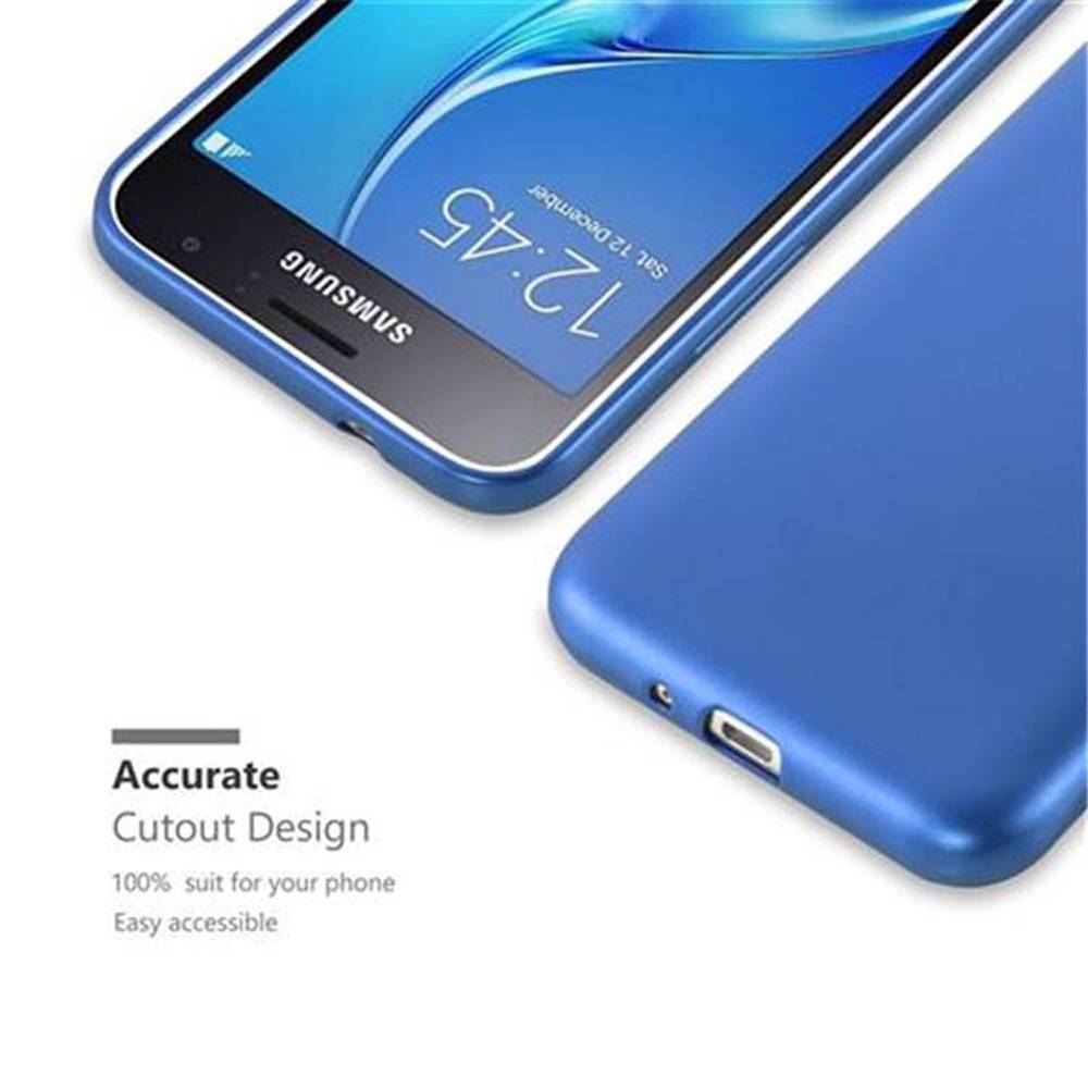 Cadorabo Schutzhülle für Samsung Galaxy J1 2015 Hülle in Blau Handyhülle TPU Silikon Etui Cover Case