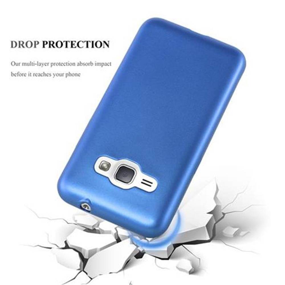 Cadorabo Schutzhülle für Samsung Galaxy J1 2015 Hülle in Blau Handyhülle TPU Silikon Etui Cover Case