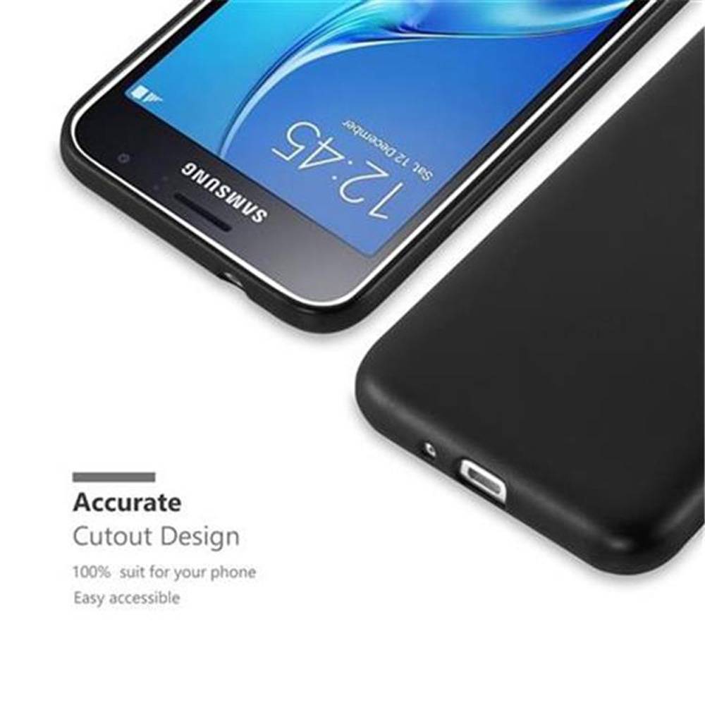 Cadorabo Schutzhülle für Samsung Galaxy J1 2016 Hülle in Schwarz Handyhülle TPU Silikon Etui Cover Case