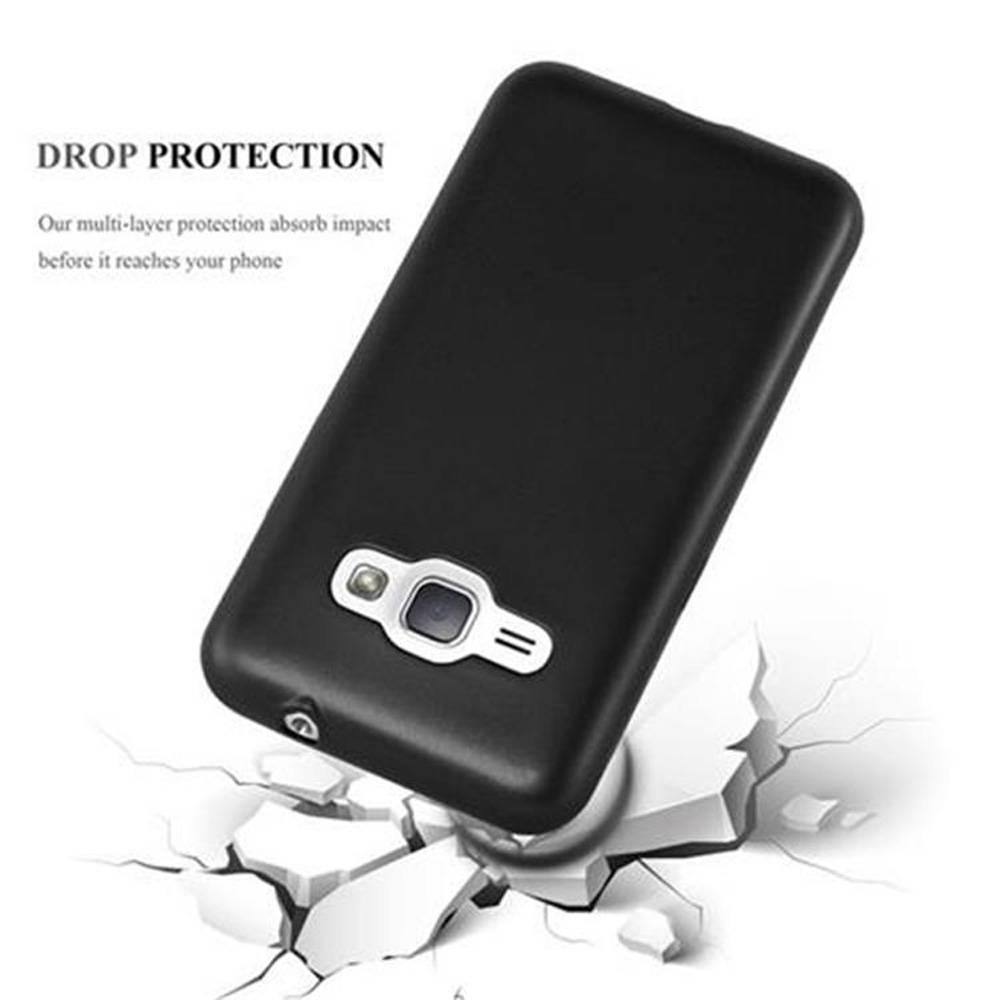 Cadorabo Schutzhülle für Samsung Galaxy J1 2016 Hülle in Schwarz Handyhülle TPU Silikon Etui Cover Case