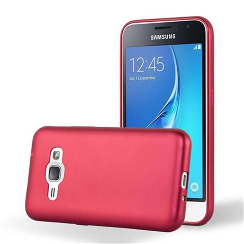 Cadorabo Schutzhülle für Samsung Galaxy J1 2016 Hülle in Rot Handyhülle TPU Silikon Etui Cover Case