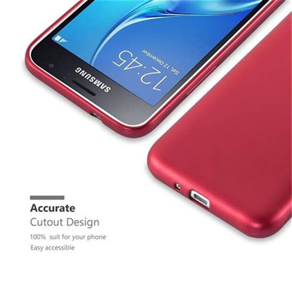 Cadorabo Schutzhülle für Samsung Galaxy J1 2016 Hülle in Rot Handyhülle TPU Silikon Etui Cover Case