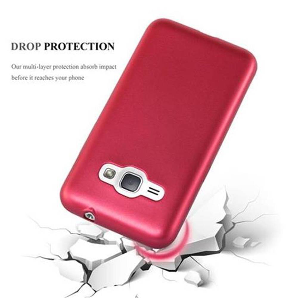 Cadorabo Schutzhülle für Samsung Galaxy J1 2016 Hülle in Rot Handyhülle TPU Silikon Etui Cover Case
