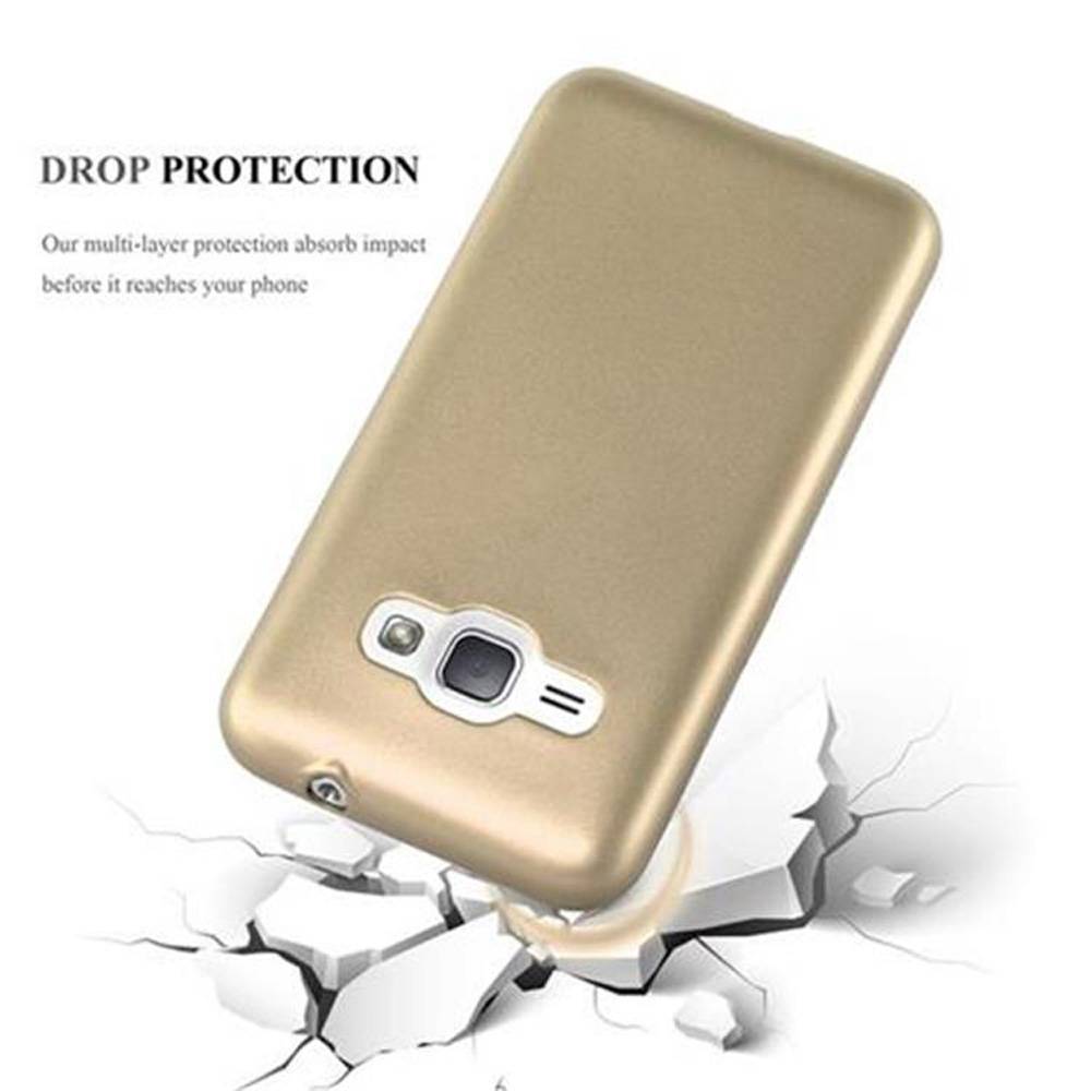Cadorabo Schutzhülle für Samsung Galaxy J1 2016 Hülle in Gold Handyhülle TPU Silikon Etui Cover Case