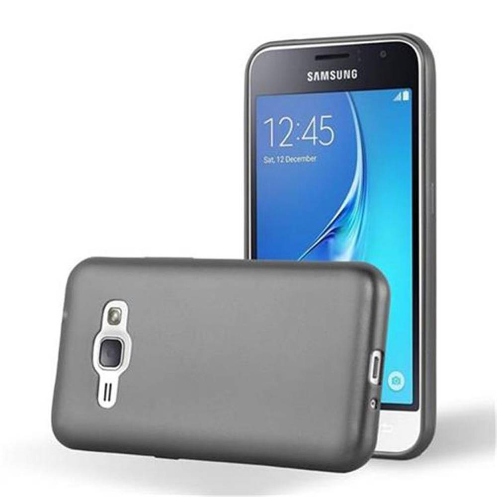 Cadorabo Schutzhülle für Samsung Galaxy J1 2016 Hülle in Grau Handyhülle TPU Silikon Etui Cover Case