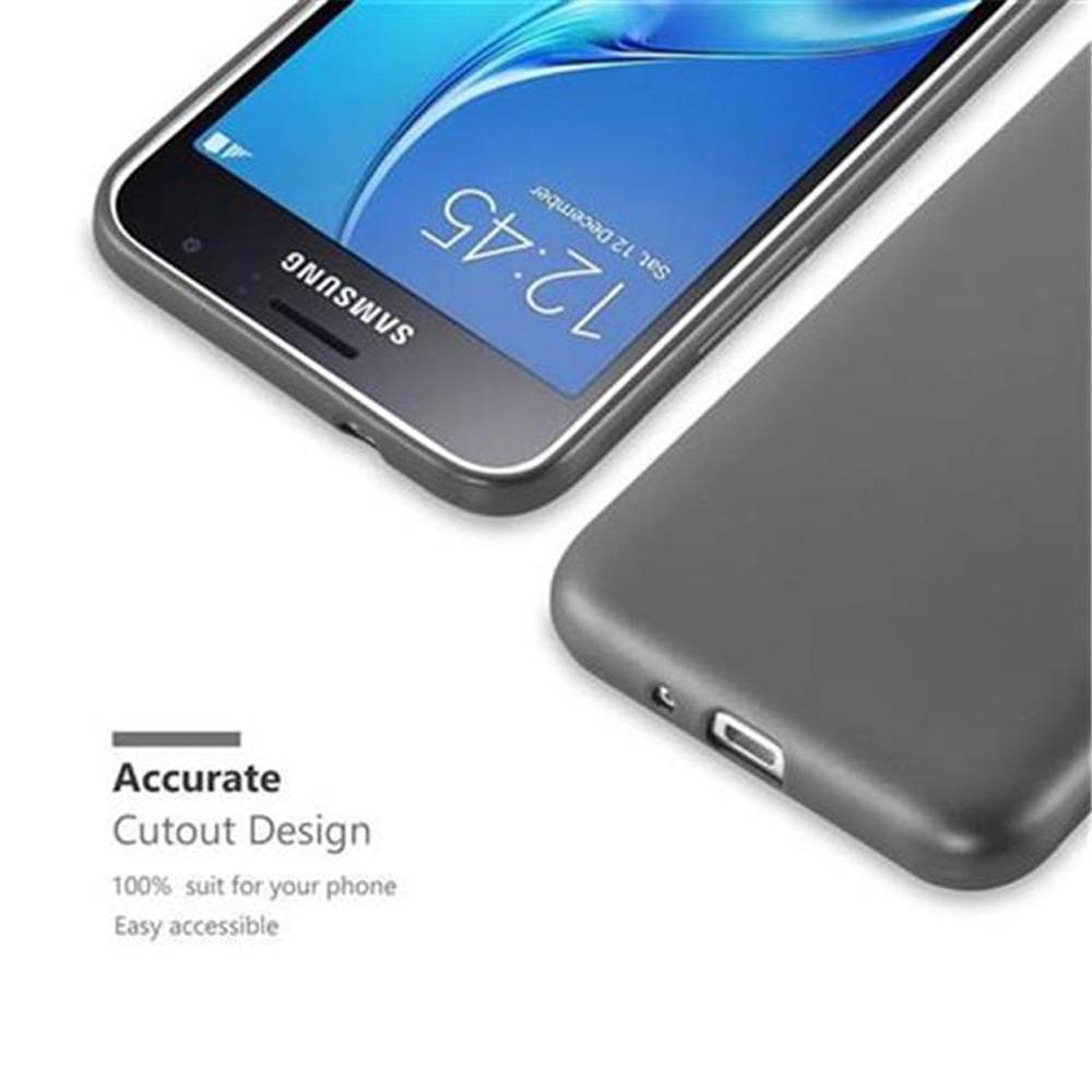 Cadorabo Schutzhülle für Samsung Galaxy J1 2016 Hülle in Grau Handyhülle TPU Silikon Etui Cover Case