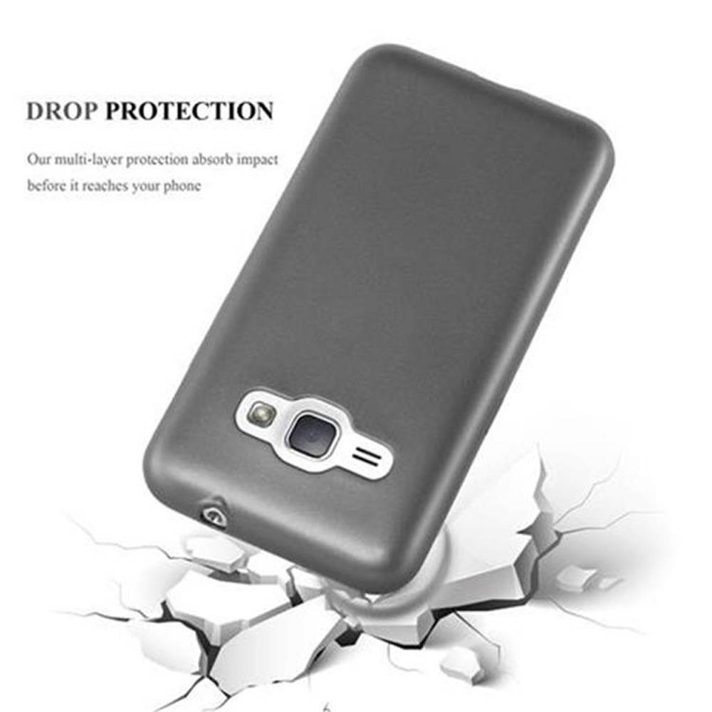 Cadorabo Schutzhülle für Samsung Galaxy J1 2016 Hülle in Grau Handyhülle TPU Silikon Etui Cover Case