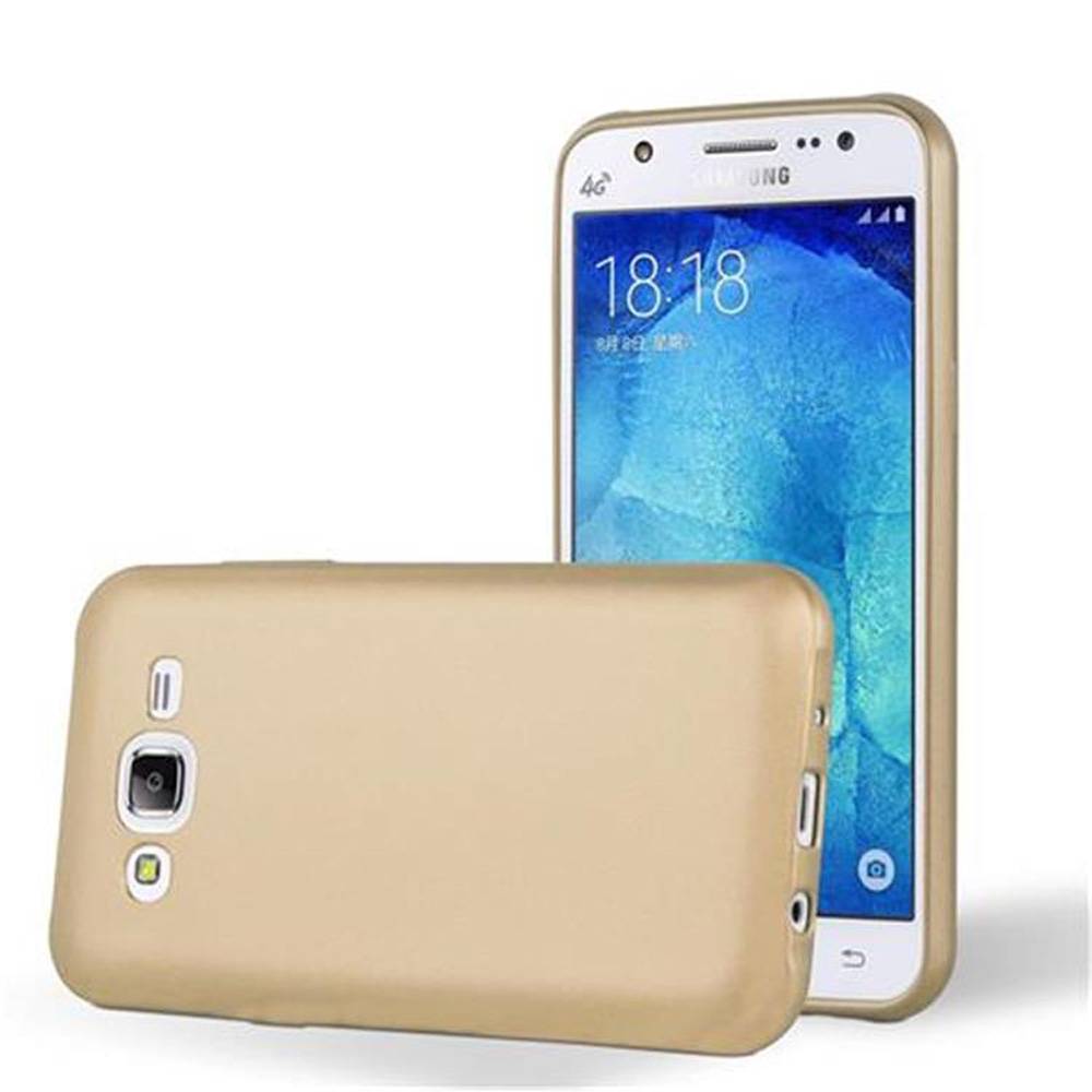 Cadorabo Schutzhülle für Samsung Galaxy J5 2015 Hülle in Gold Handyhülle TPU Silikon Etui Cover Case