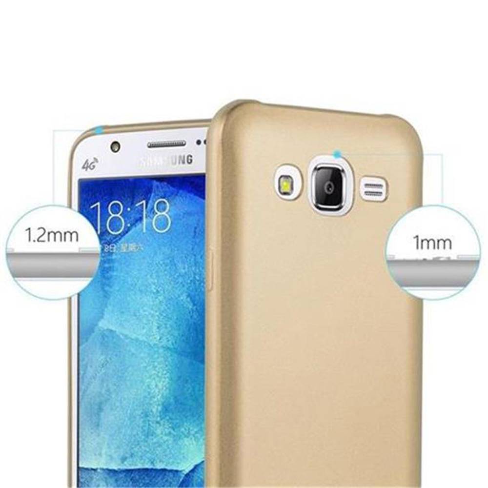 Cadorabo Schutzhülle für Samsung Galaxy J5 2015 Hülle in Gold Handyhülle TPU Silikon Etui Cover Case