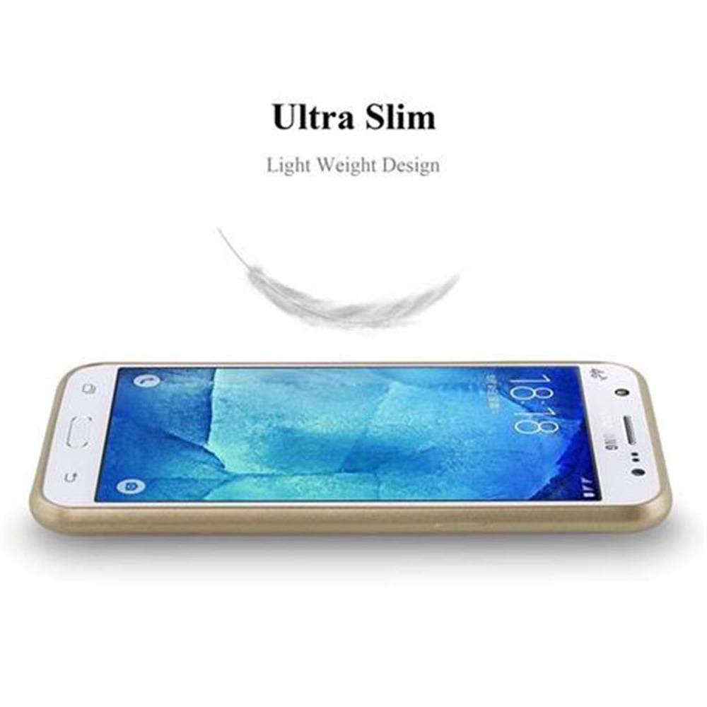 Cadorabo Schutzhülle für Samsung Galaxy J5 2015 Hülle in Gold Handyhülle TPU Silikon Etui Cover Case