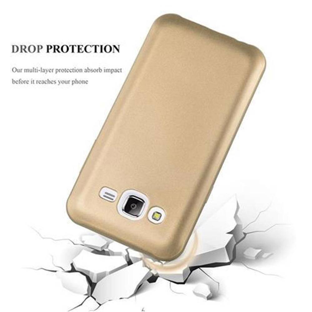 Cadorabo Schutzhülle für Samsung Galaxy J5 2015 Hülle in Gold Handyhülle TPU Silikon Etui Cover Case