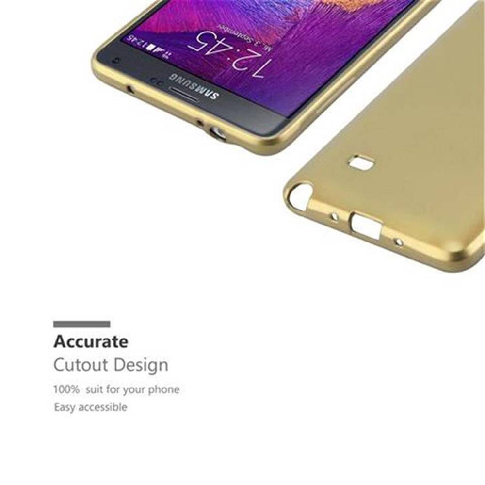 Cadorabo Schutzhülle für Samsung Galaxy NOTE 4 Hülle in Gold Handyhülle TPU Silikon Etui Cover Case