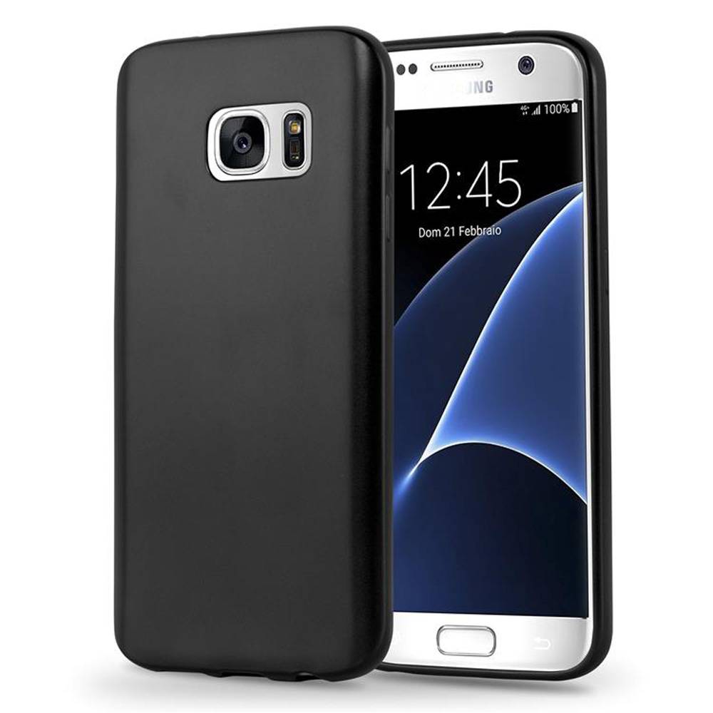 Cadorabo Schutzhülle für Samsung Galaxy S7 Hülle in Schwarz Handyhülle TPU Silikon Etui Cover Case