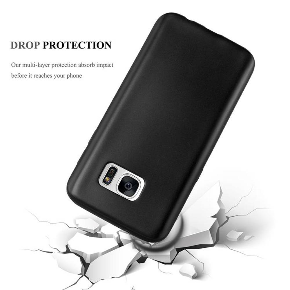 Cadorabo Schutzhülle für Samsung Galaxy S7 Hülle in Schwarz Handyhülle TPU Silikon Etui Cover Case