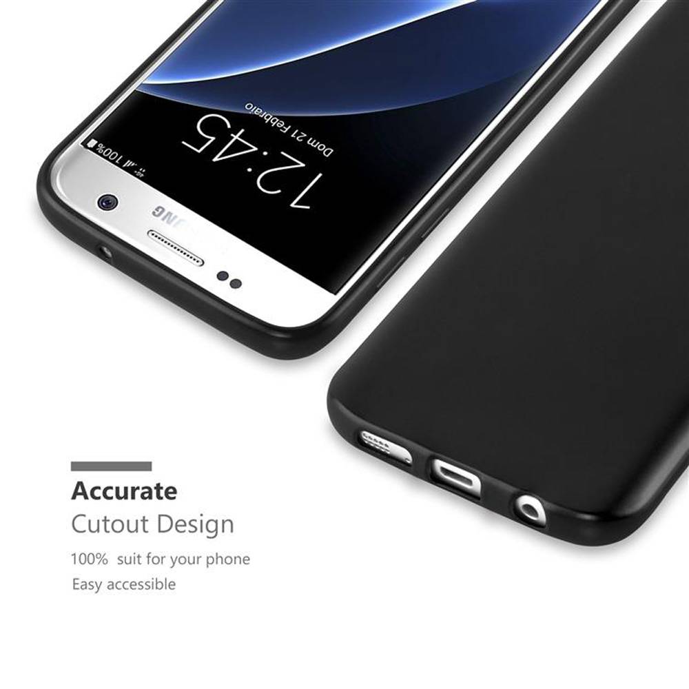Cadorabo Schutzhülle für Samsung Galaxy S7 Hülle in Schwarz Handyhülle TPU Silikon Etui Cover Case