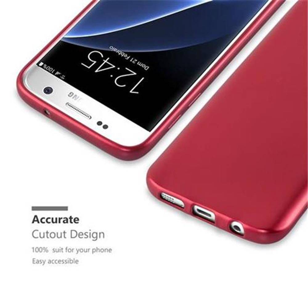 Cadorabo Schutzhülle für Samsung Galaxy S7 Hülle in Rot Handyhülle TPU Silikon Etui Cover Case