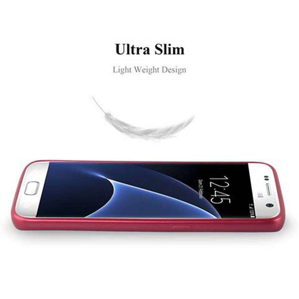 Cadorabo Schutzhülle für Samsung Galaxy S7 Hülle in Rot Handyhülle TPU Silikon Etui Cover Case